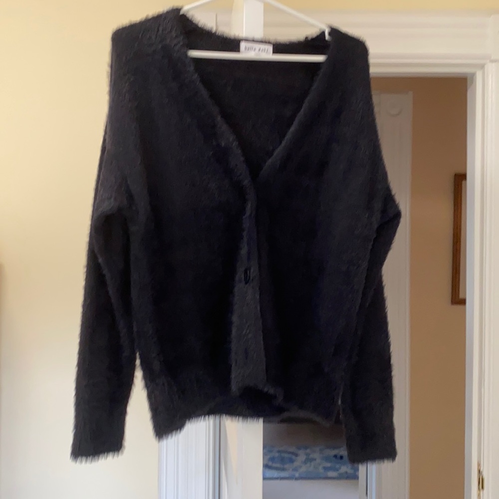 Warm fuzzy black cardigan